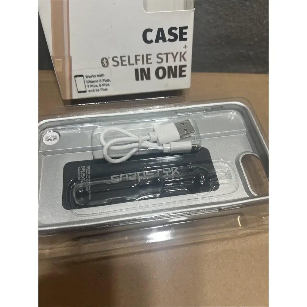 Snapstyk iPhone 6,7,8 Case + Selfie Styk In One Silver Ultra Slim Fit Bluetooth